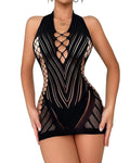 Women's Sexy Deep V Open Back Hollow Knit Nightdress