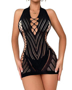 Women's Sexy Deep V Open Back Hollow Knit Nightdress