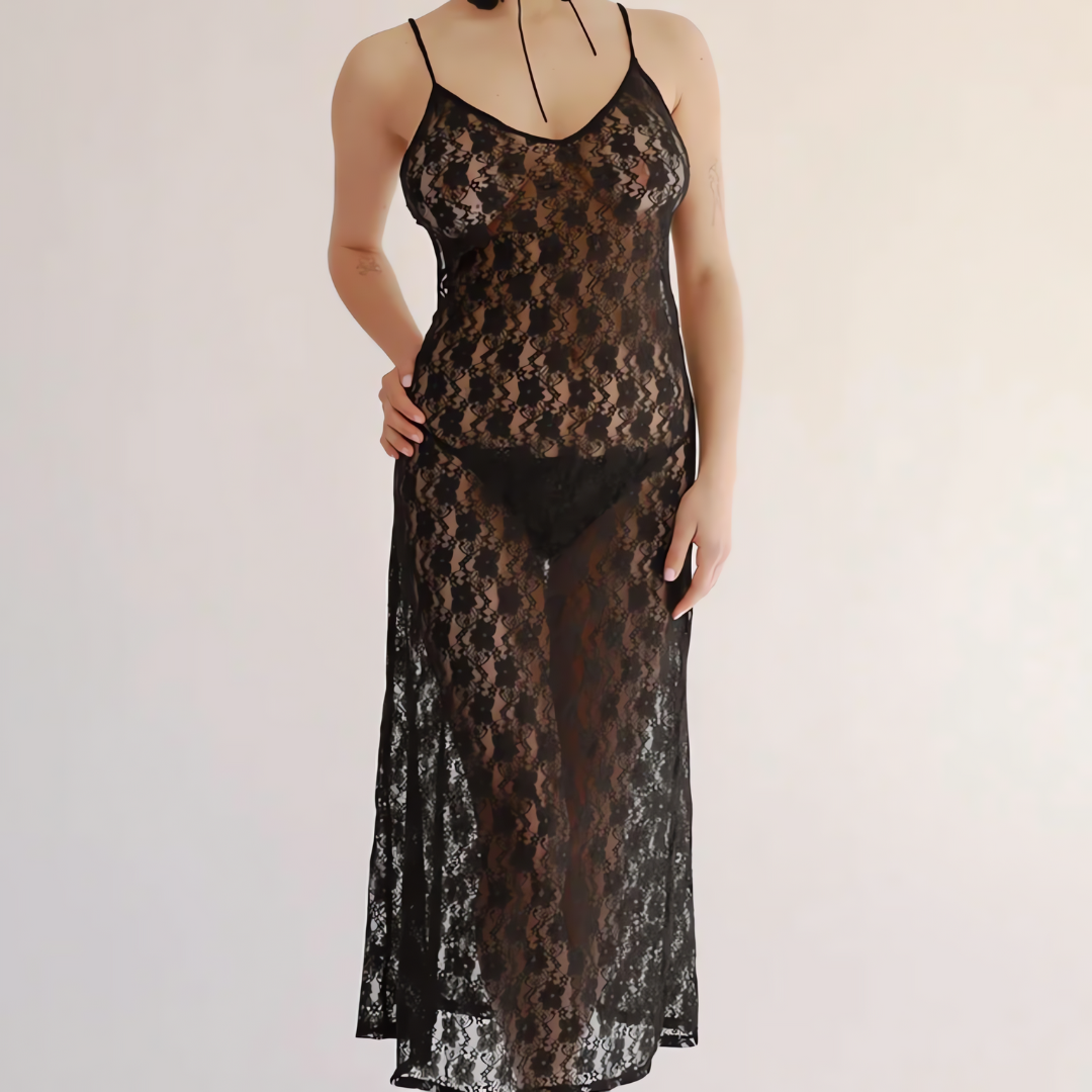 Elegant Sheer Lace Cami Dress (PC 3)
