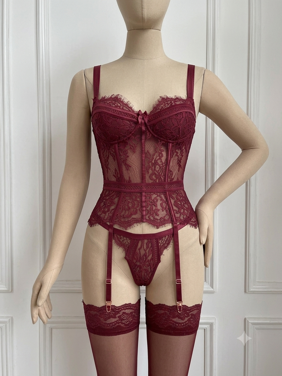 Sexy Lace Garter Bra Set with Foot Covers