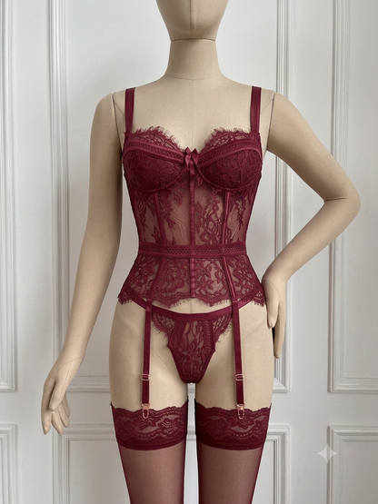 Sexy Lace Garter Bra Set with Foot Covers