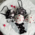Hello Kitty High Quality Front Open 4 In 1 Push-up Print Adjustable Straps Bra Panty Set