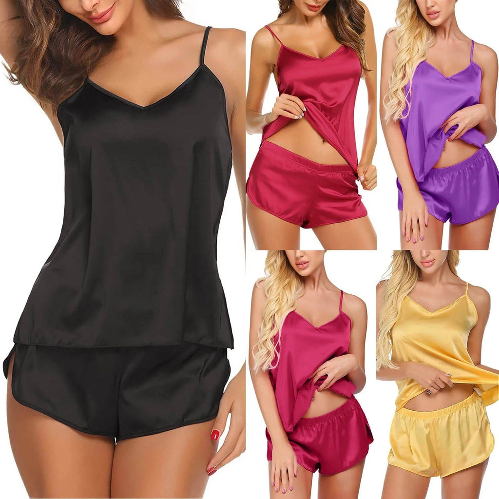 Luxurious & Romantic Sleepwear - Elegant Silk Honeymoon Cami & Shorts Set