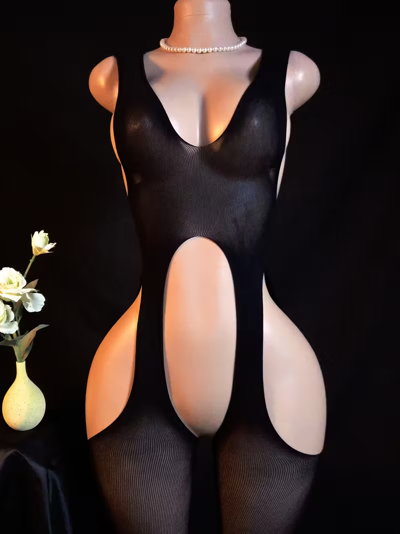 Semi-Sheer Crisscross Strap Bodysuit