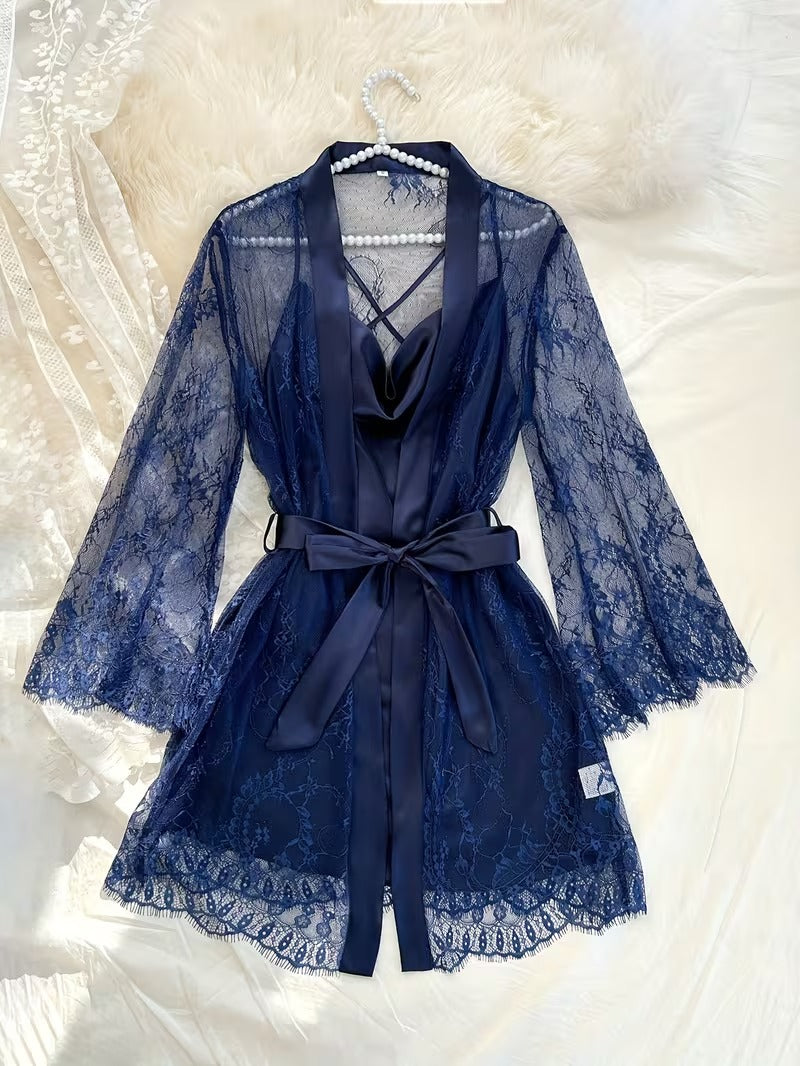 Teen Girls' Lace-Up 2-Piece Sleepwear Set