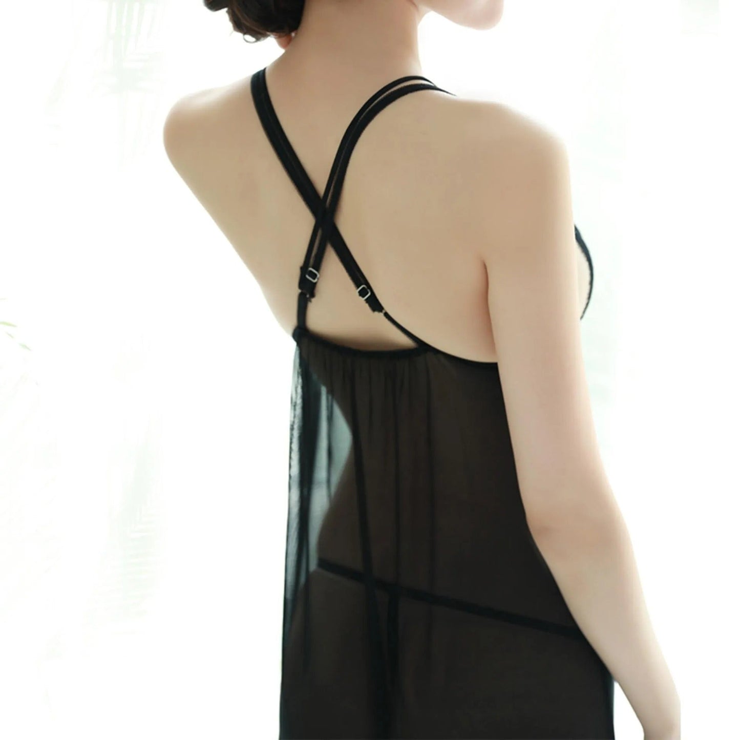 Black Lace Babydoll Dress Sleepwear Sexy Lingerie
