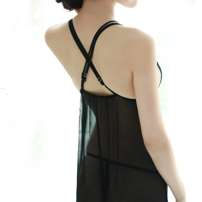 Black Lace Babydoll Dress Sleepwear Sexy Lingerie