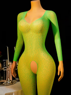 Plus Size Leopard Print Hollow-Out Bodysuit