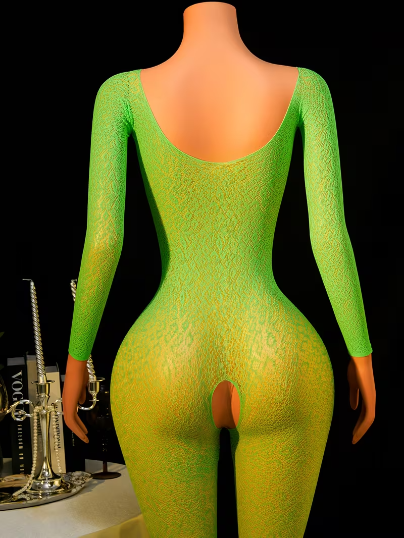 Plus Size Leopard Print Hollow-Out Bodysuit