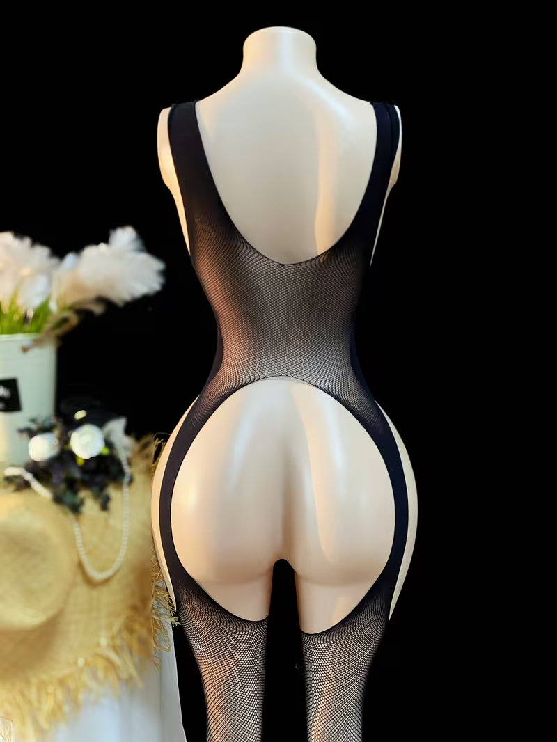 Plus Size Hollow-Out See-Through Bodystocking