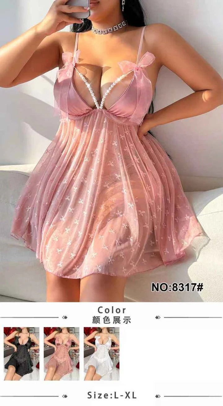 Seraphina Pearl & Bow Babydoll Nightdress