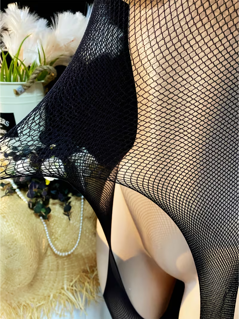 Plus Size Hollow-Out See-Through Bodystocking