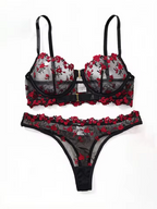 Floral Embroidery Mesh 2-Piece Set