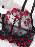 Floral Embroidery Mesh 2-Piece Set