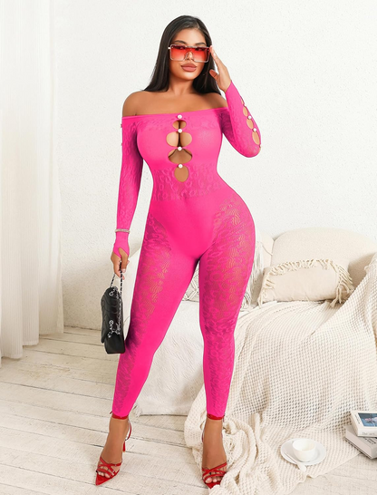 Sexy Outfit Rhinestone Body Suits Cut Out Jumpsuit