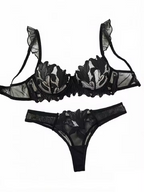 Black Floral Embroidery 2-Piece Set