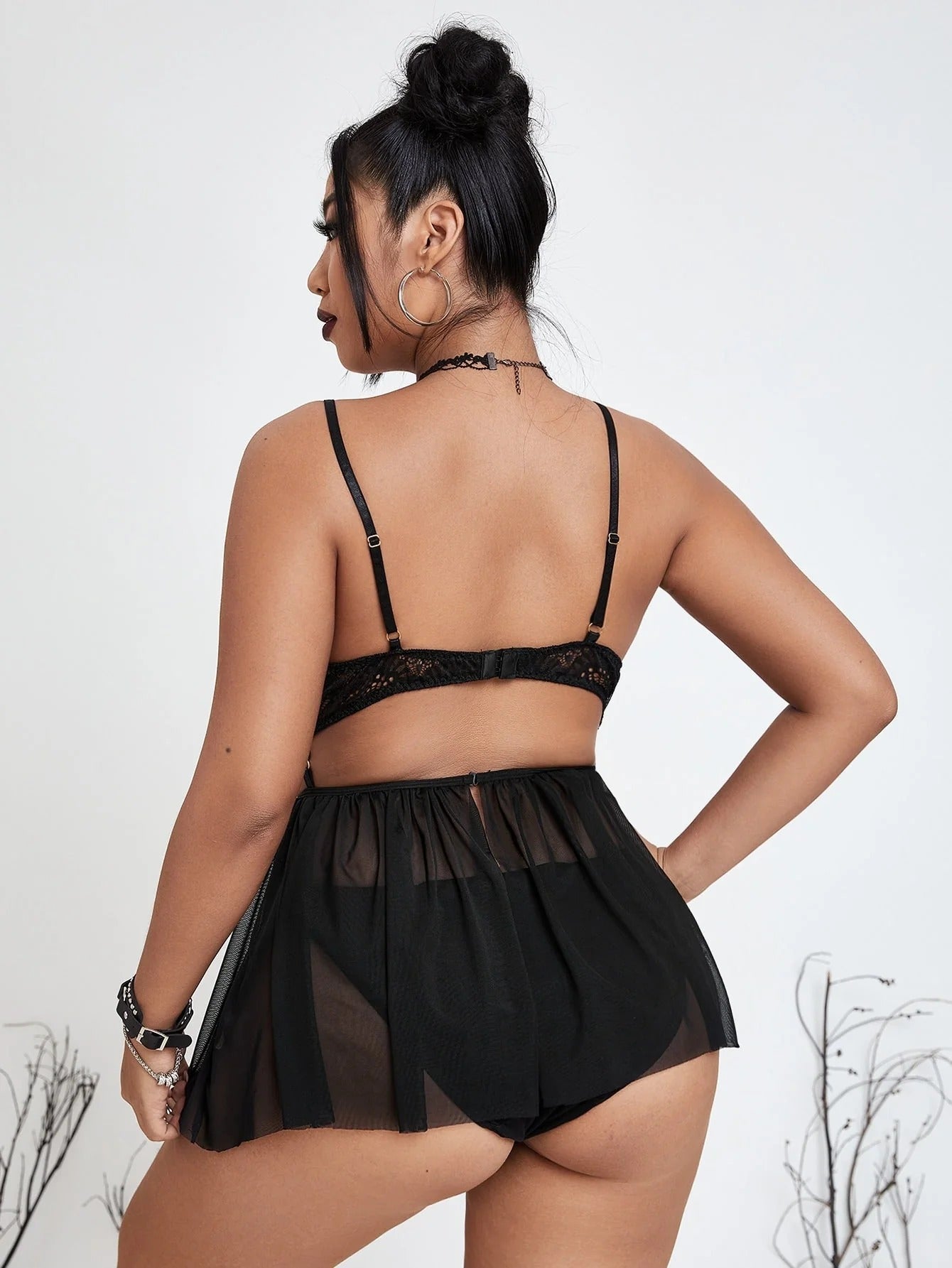 Sexy Plus Size Sheer Lace Babydoll