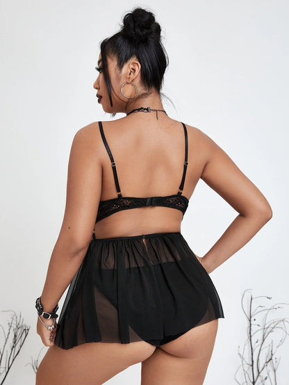 Sexy Plus Size Sheer Lace Babydoll