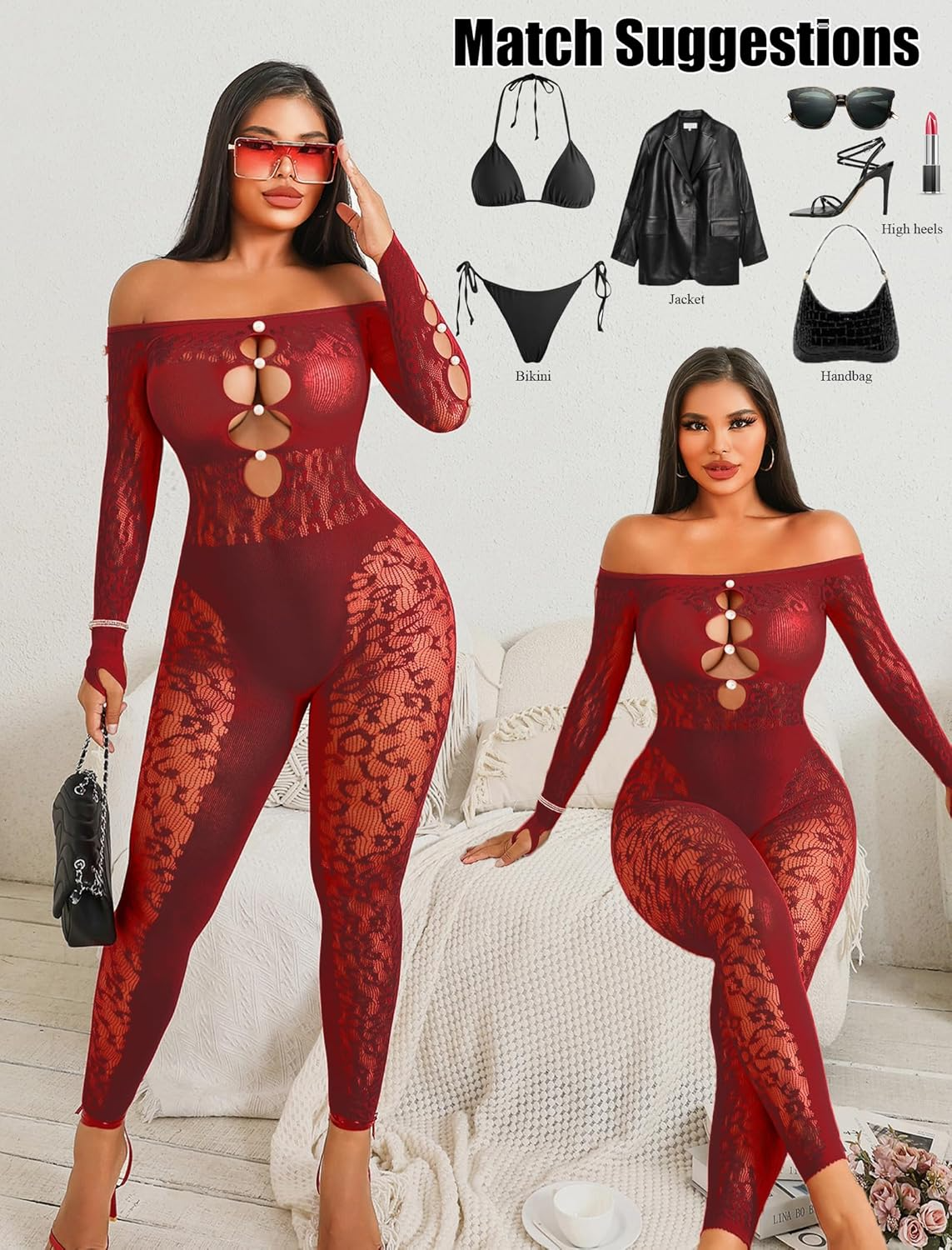 Sexy Outfit Rhinestone Body Suits Cut Out Jumpsuit