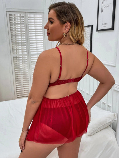 Sexy Plus Size Sheer Lace Babydoll