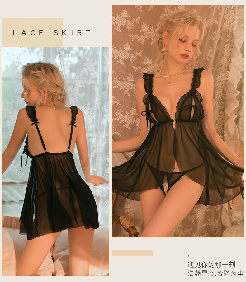 Silky Lace V-Neck  Nightgown